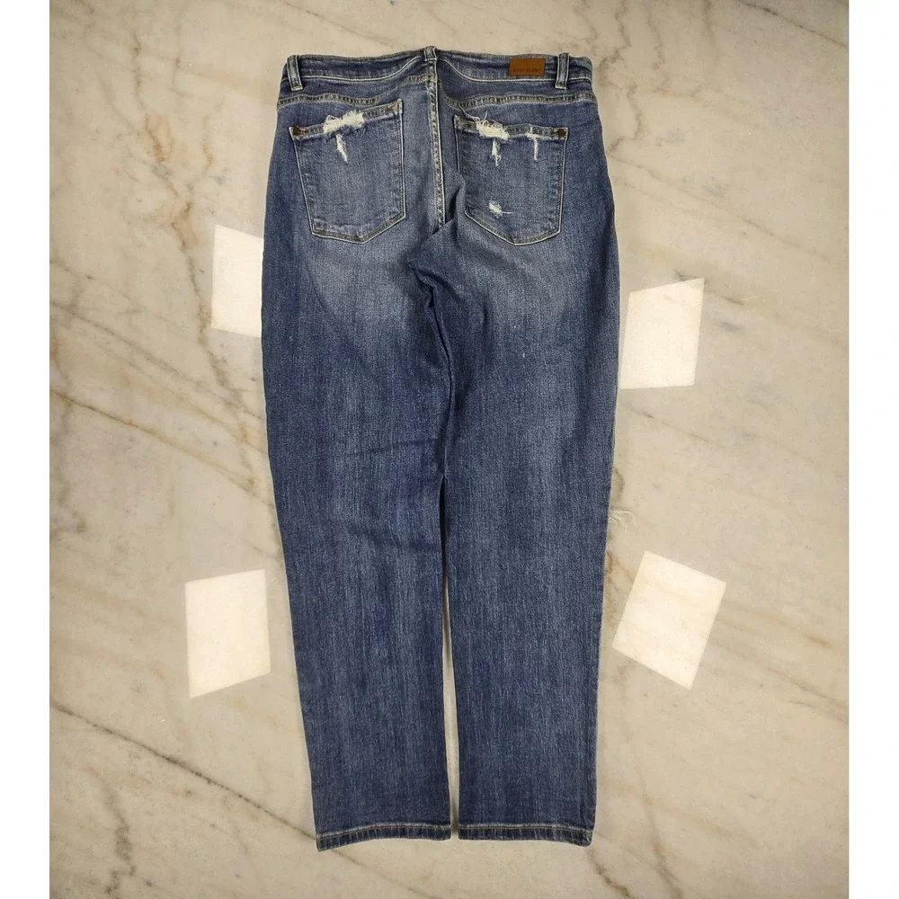 Judy Blue Boyfriend Jeans 11/30 Blue Distressed Ripped Denim Casual‎ Streetwear
